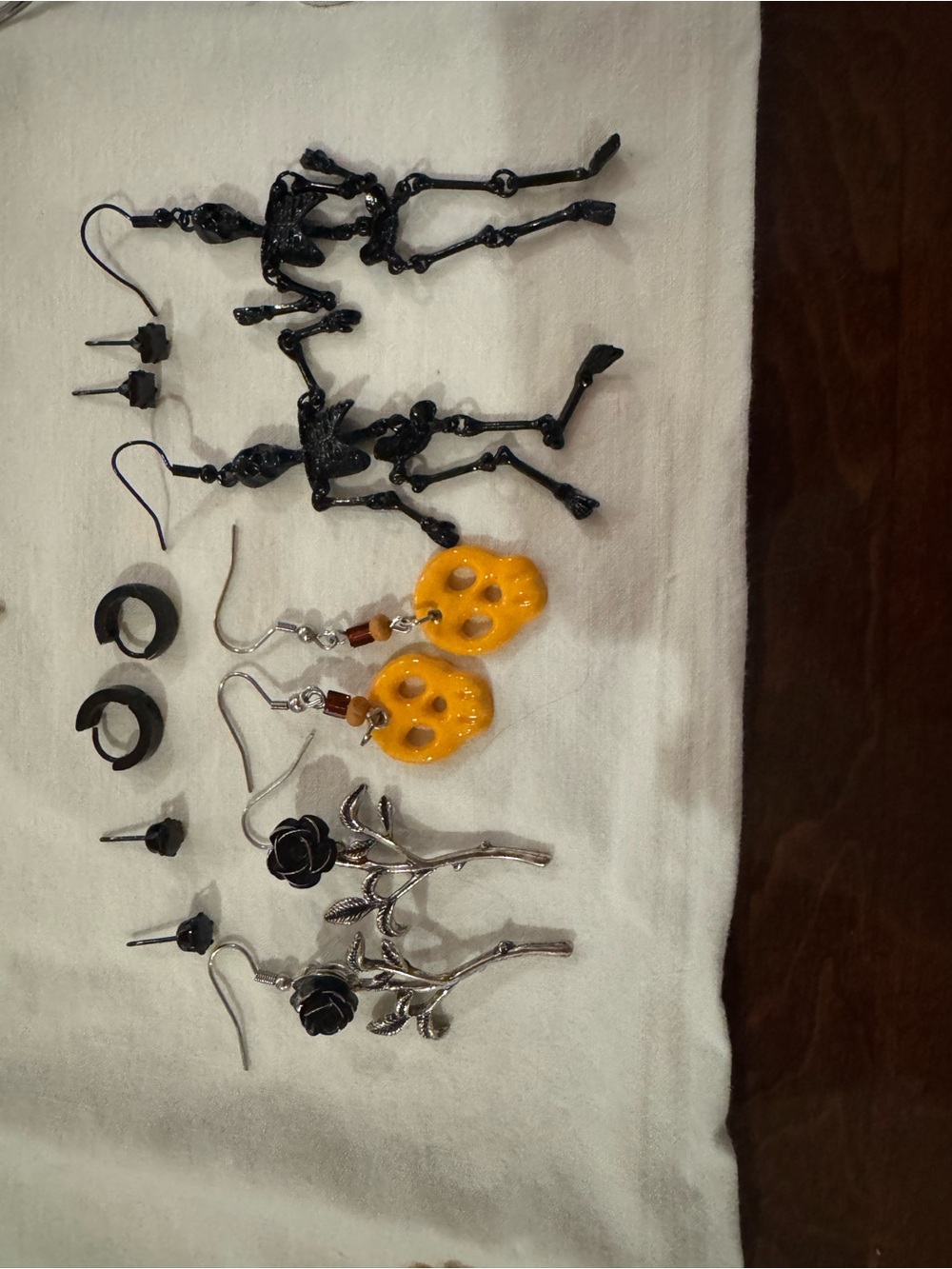 Black Skeleton & Yellow skull Dangle Earrings Set 6 pairs! #halloween